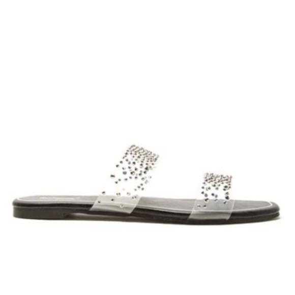 Clear Rhinestone Double Band Sandals - Picture 4 of 5